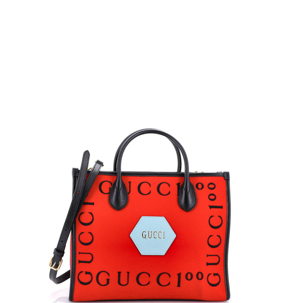 Gucci Small 100 Tote Embroidered Felt